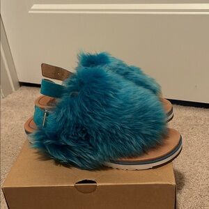 UGG Fluffy Teal Sandals